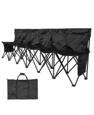 6-Seat Portable Folding Sideline Bench with Storage Pockets
