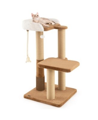 44 in Modern Cat Tree for Indoor Cats with Plush Padded Perch and Dangling Ball