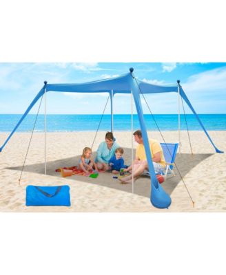 Beach Tent UPF50+ Sun Shelter Windproof 4 Poles Outdoor Camping Family 11x11 Feet