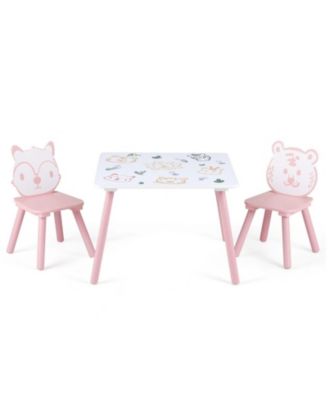 3-Piece Kids Table and Chairs Set with Animal Patterns