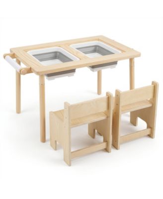 3-Piece Kids 6-in-1 Activity Table and Chair Set with 2-Height Adjustable Table
