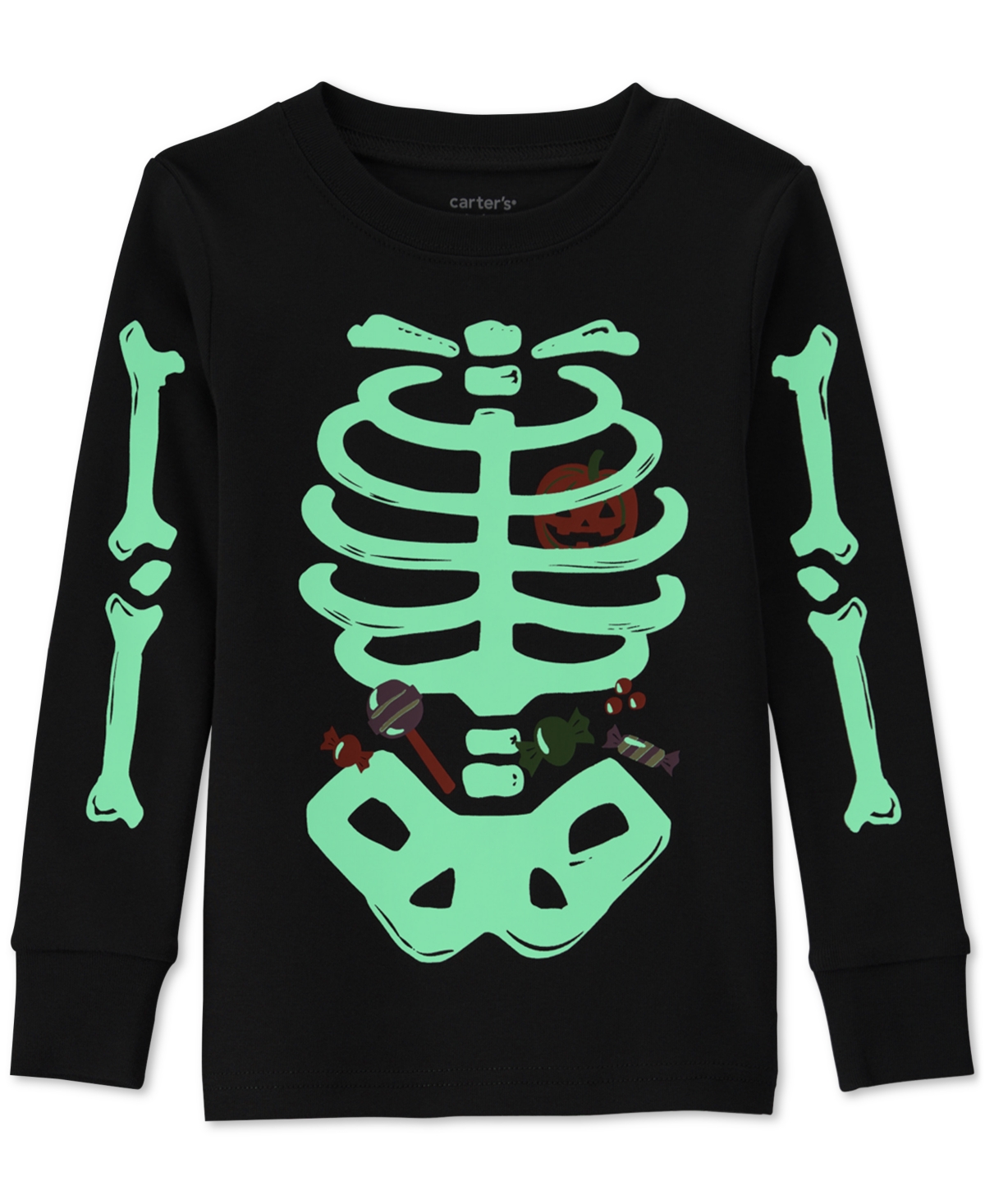 Carter's Toddler Boys' and Girls' 2T-5T Halloween Glow the Dark Skeleton Cotton Snug-Fit Pajama, 2-Piece Set