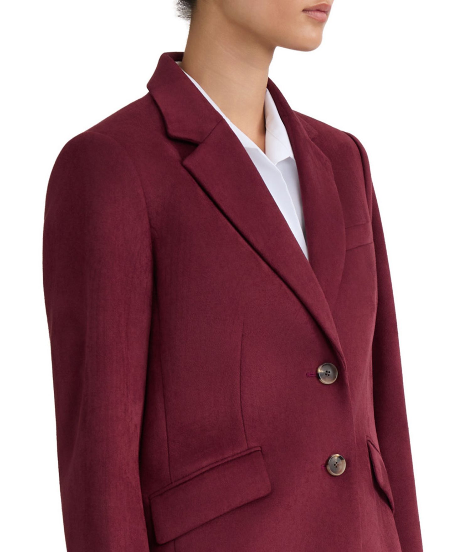 Женская куртка Jones New York Suede Notch-Collar Two-Button, цвет: Винный — фото 4
