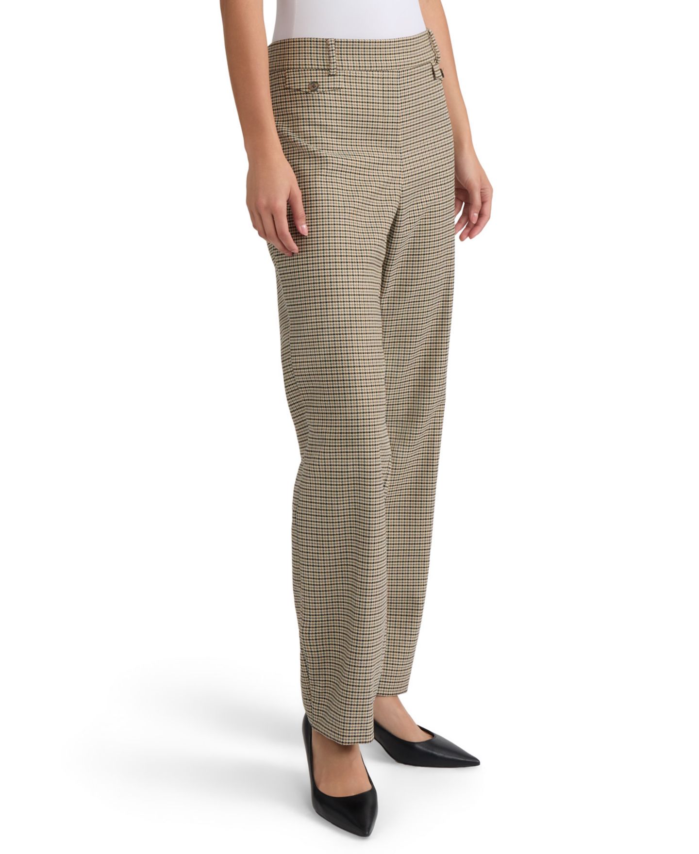 Женские брюки Jones New York Pull-On Houndstooth Mid-Rise Trousers, цвет: Натуральный верблюжий разноцветный — фото 2