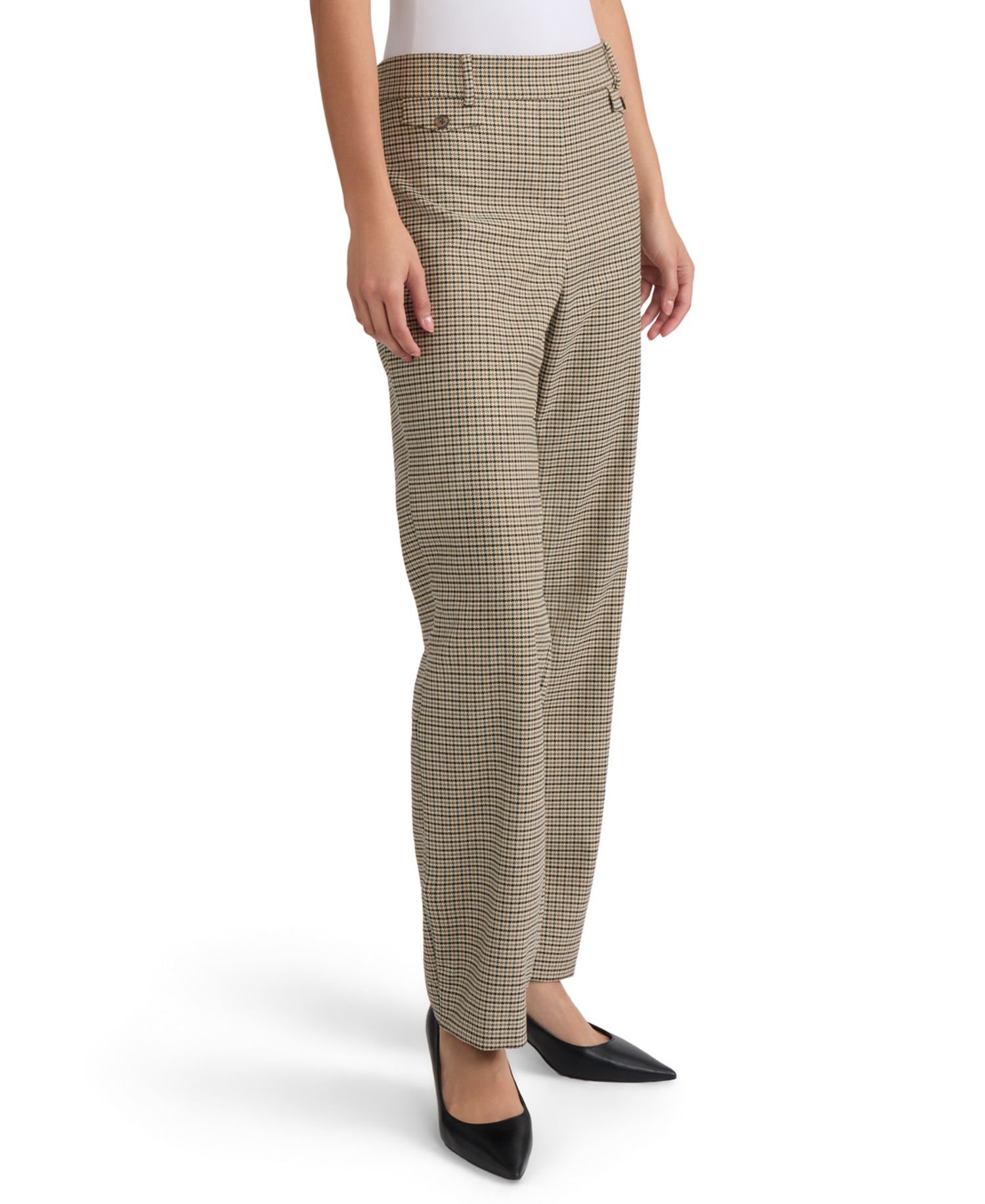 Women's Pull-On Houndstooth Mid-Rise Trousers