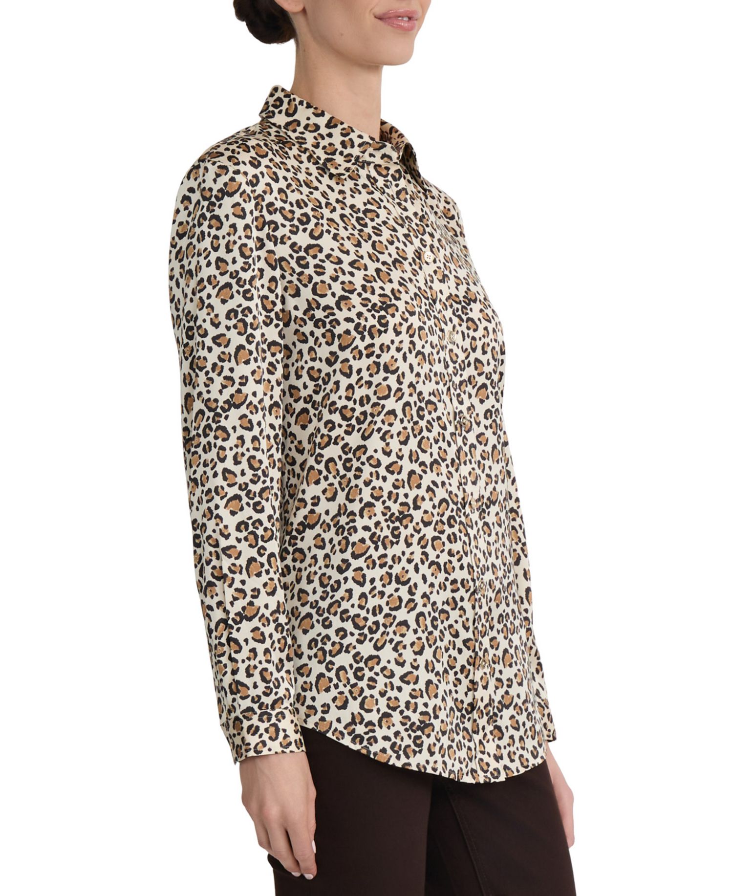 Women's Utility Collared Long-Sleeve Blouse with Pockets