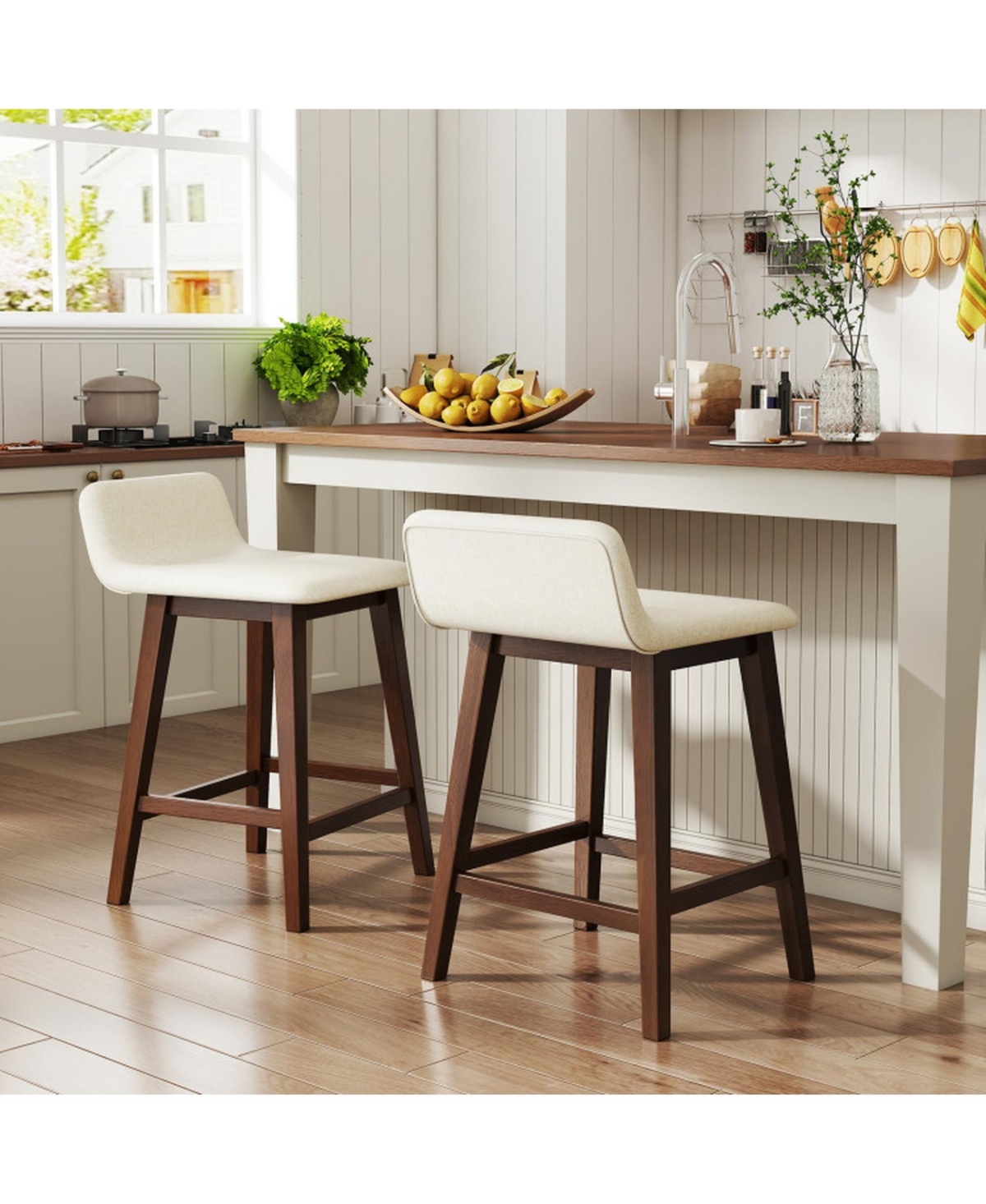 Sugift Set of 2 24 Inch Counter Height Bar Stools with Low Back