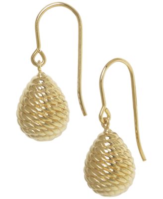 Sculptured Spiral Rope Drop Earrings in 14k Yellow Gold