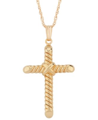 Twisted Cross Pendant Necklace in 14k Yellow Gold