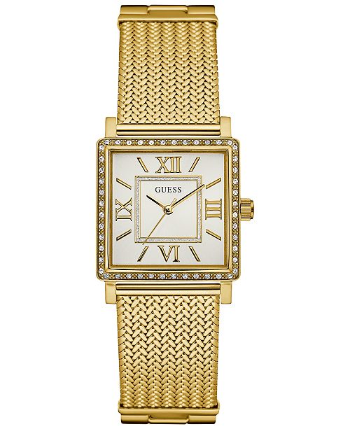 GUESS Women's Highline Gold-Tone Stainless Steel Mesh Bracelet Watch ...