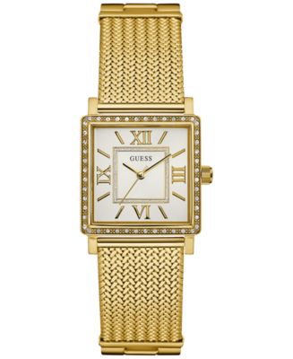 Guess White Dial Gold Mesh Bracelet Watch For Women - W0826L2