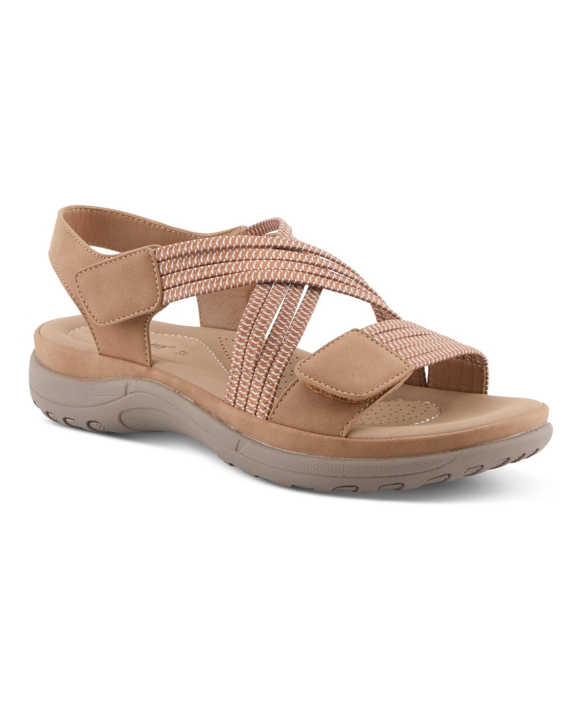 Flexus Women's Crossbeam Sport Sandal with Adjustable Strap - Tan