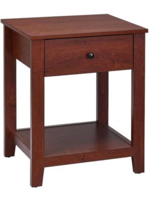 Nightstand End Table with Drawer and Storage Shelf