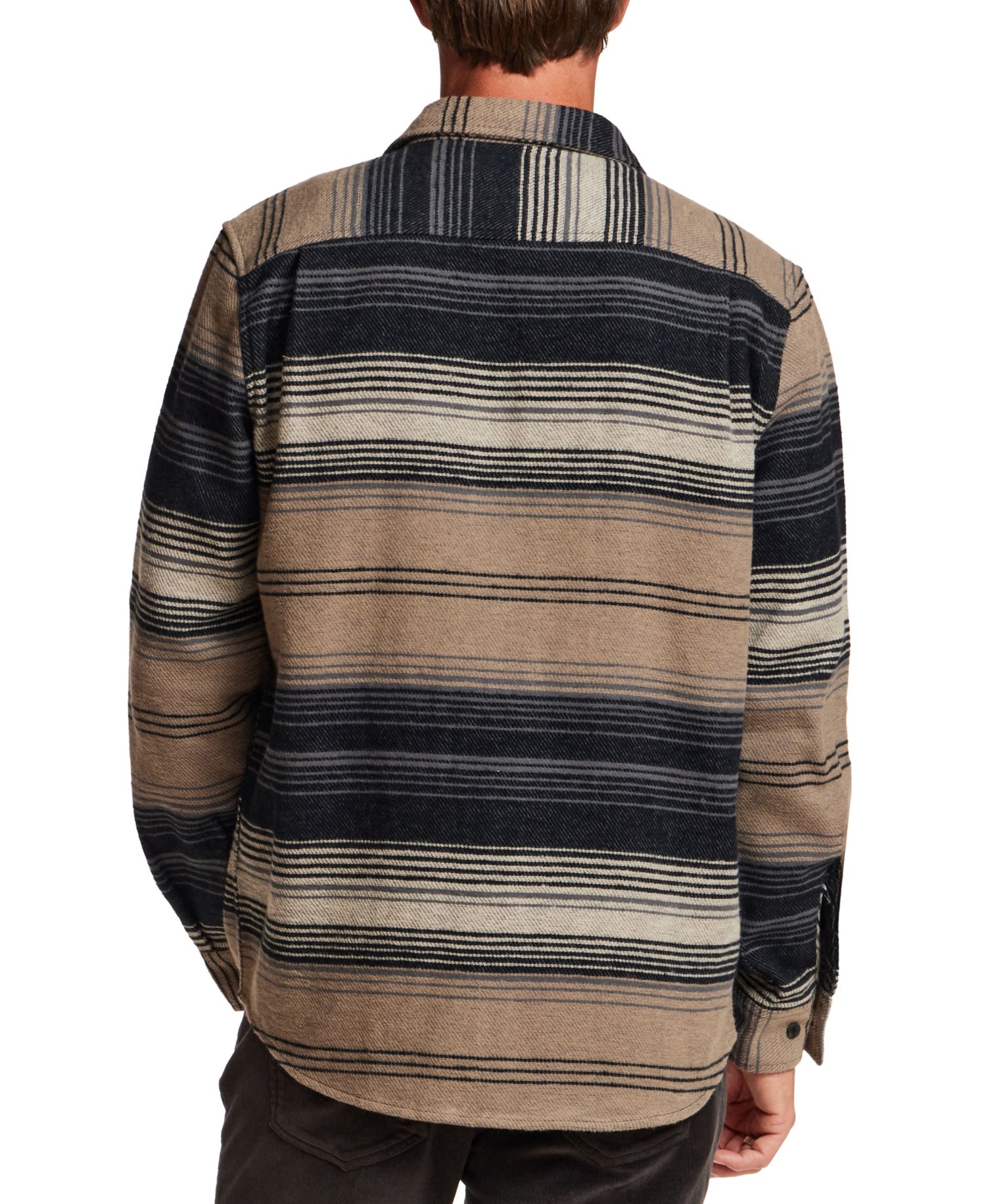 Men's Horizontal Stripe Brushed Twill Overshirt Jacket