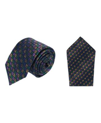 Men's Carnival Diamond Necktie and Pocket Square Bundle