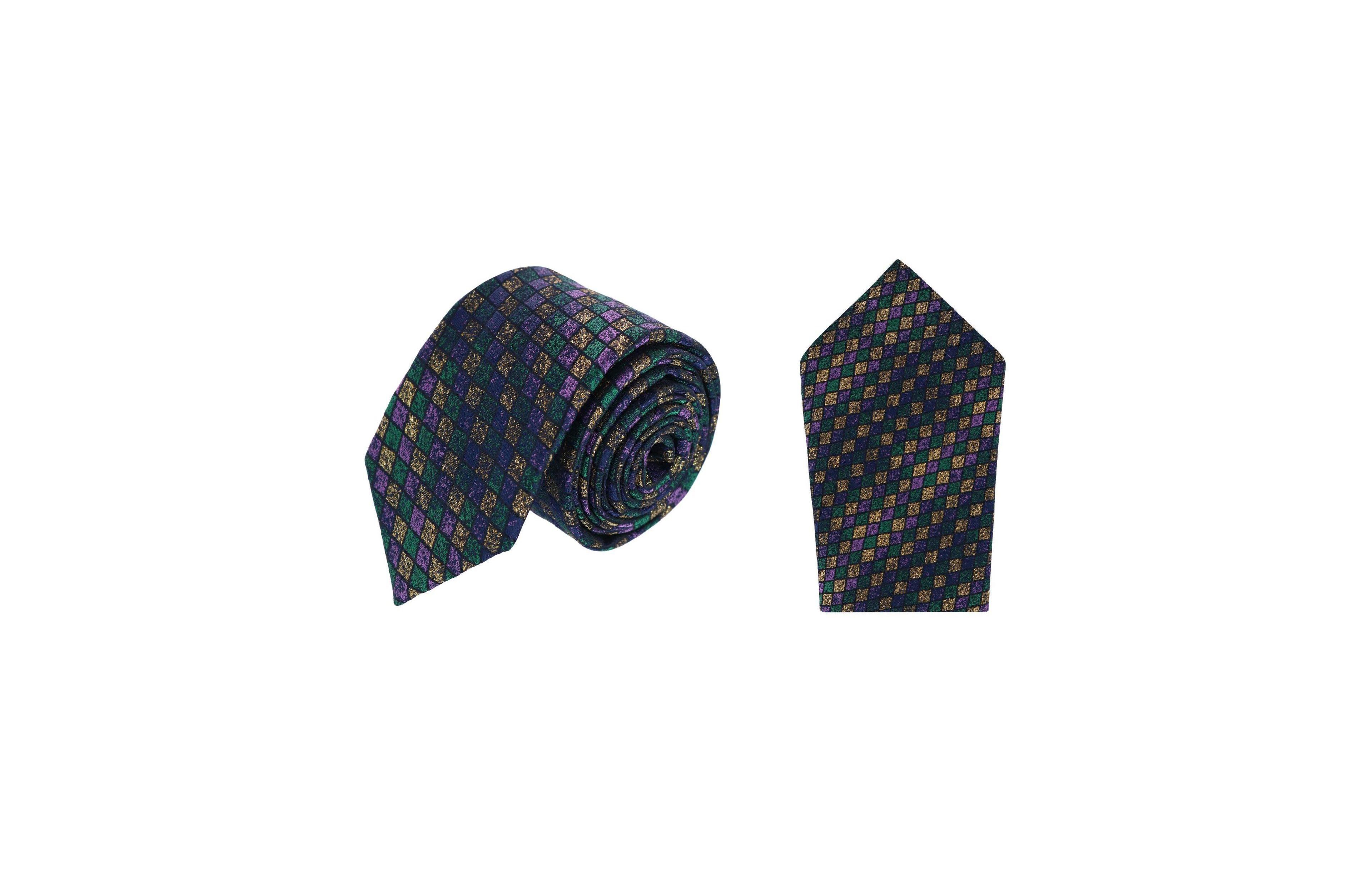 Trafalgar Men's Carnival Diamond Necktie and Pocket Square Bundle