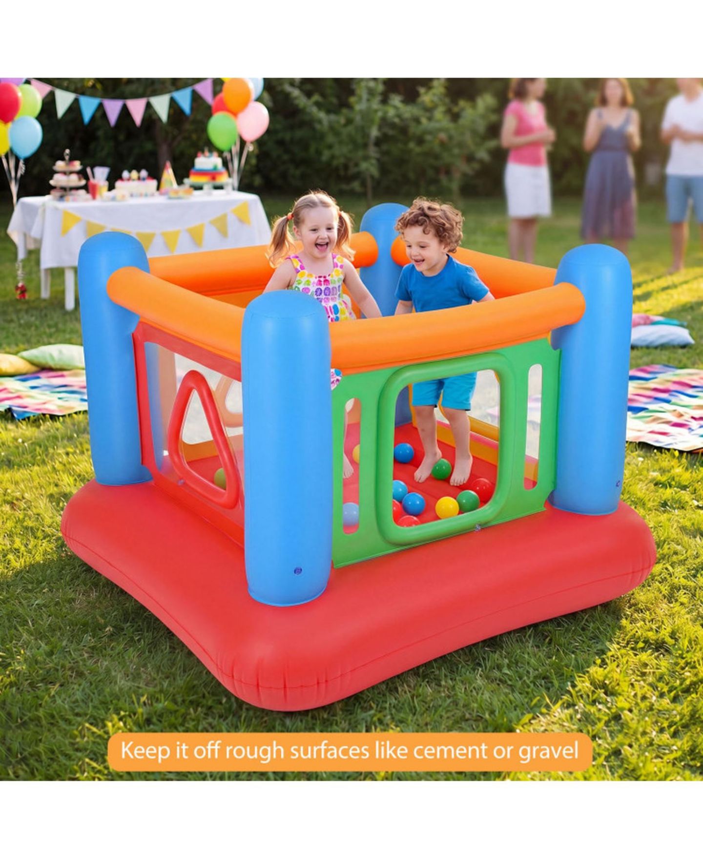 Детская игрушка HONGGE 3-in-1 Blow Up Jumping House with Transparent Side Walls, цвет: Красный / Оранжевый — фото 8