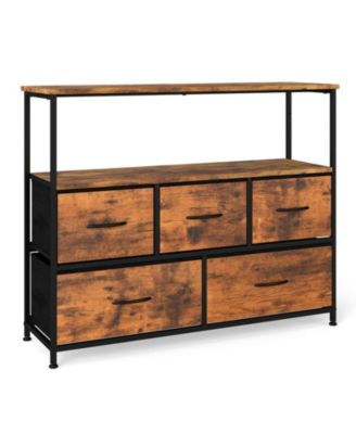 TV Stand Dresser for 45 in TV with 5 Fabric Drawers Entertainment Center