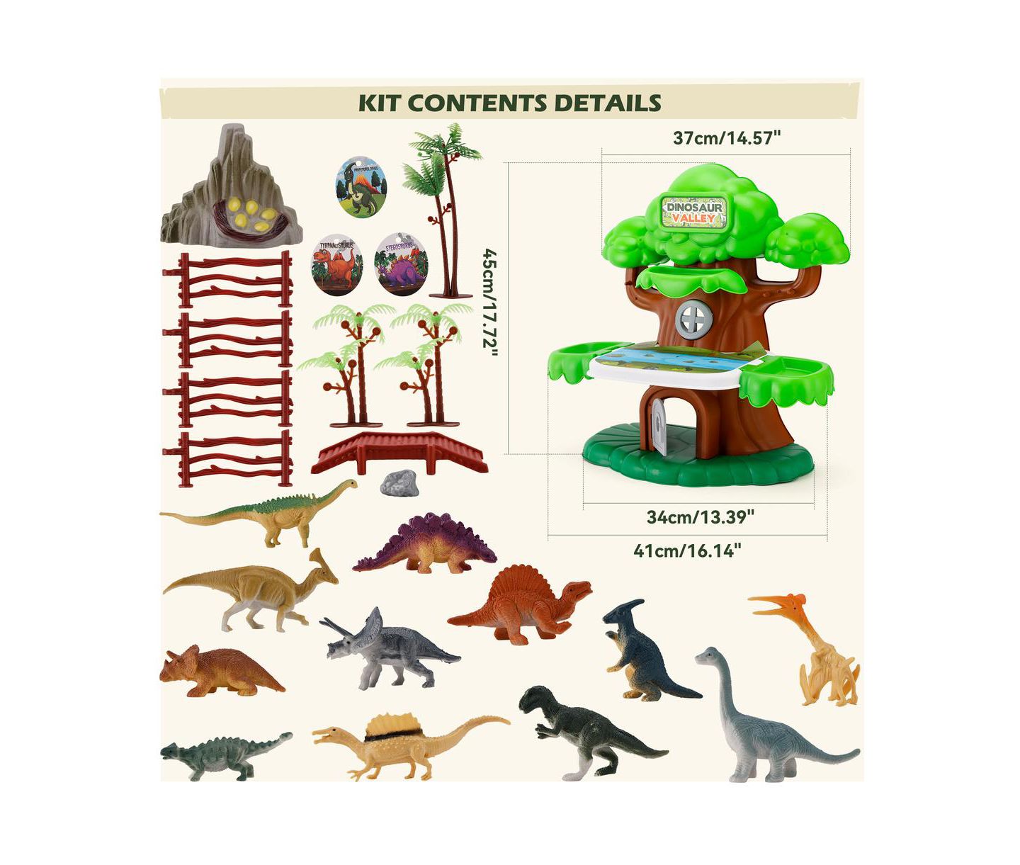 Детский игровой набор Bruce & Shark Dinosaur Valley Treehouse Realistic 37-Piece Playset, Ages 3+, цвет: Зелёный — фото 6