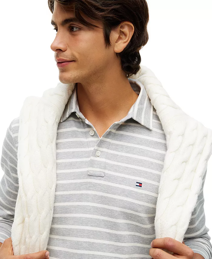Men's Waffle Stripe Polo Shirt - thumbnail 3