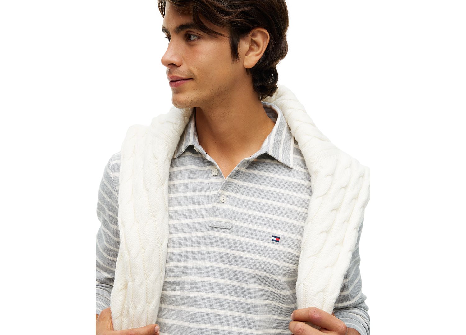 Men's Waffle Stripe Polo Shirt