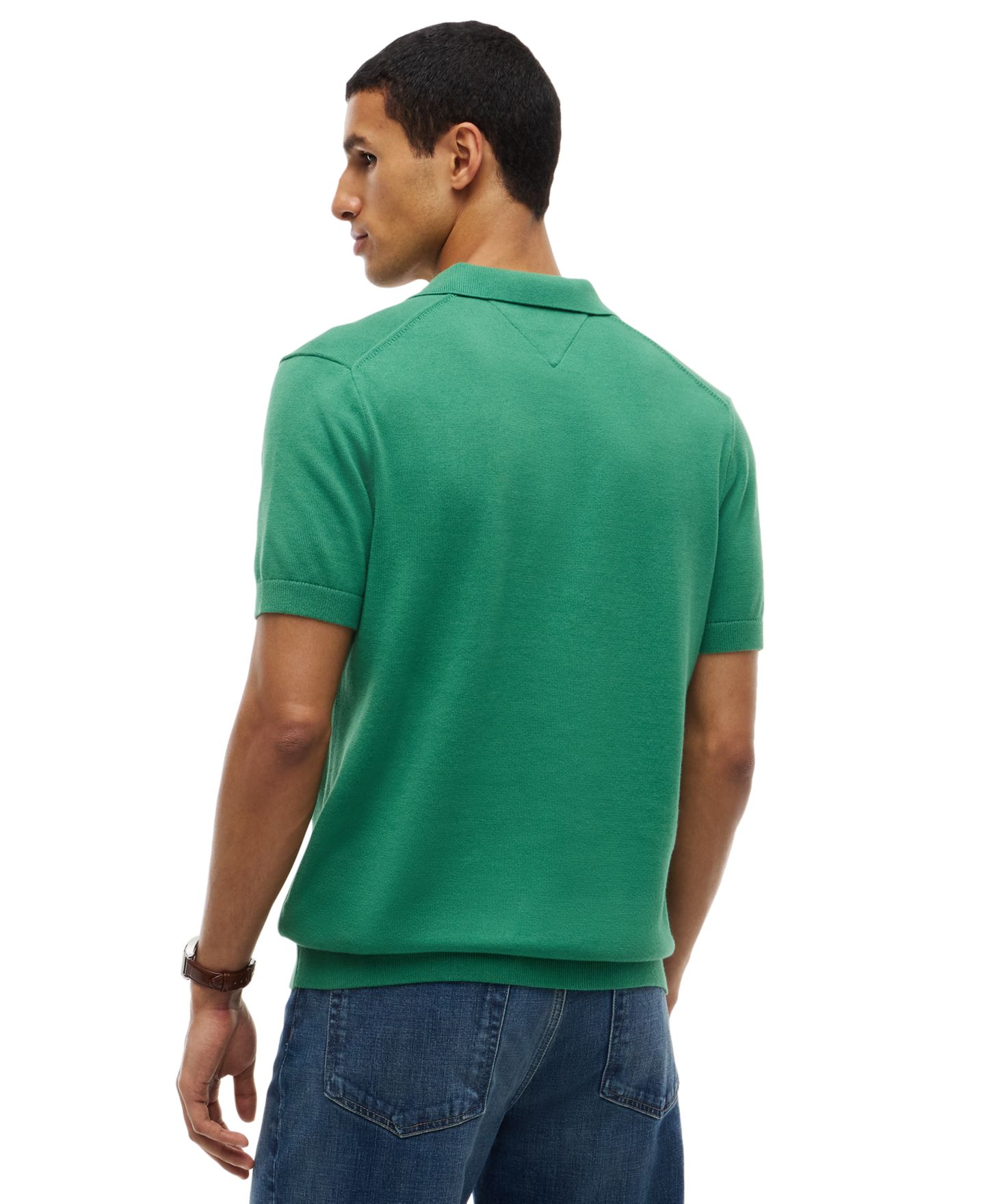 Мужской свитер Tommy Hilfiger Essential Short-Sleeve Cotton Polo Sweater, цвет: Зелёный — фото 2