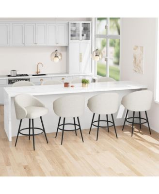 360degree(s) Swivel Bar Stools Set of 4 with Backs - Upholstered Polyester Knit, Counter Height Dining Chairs