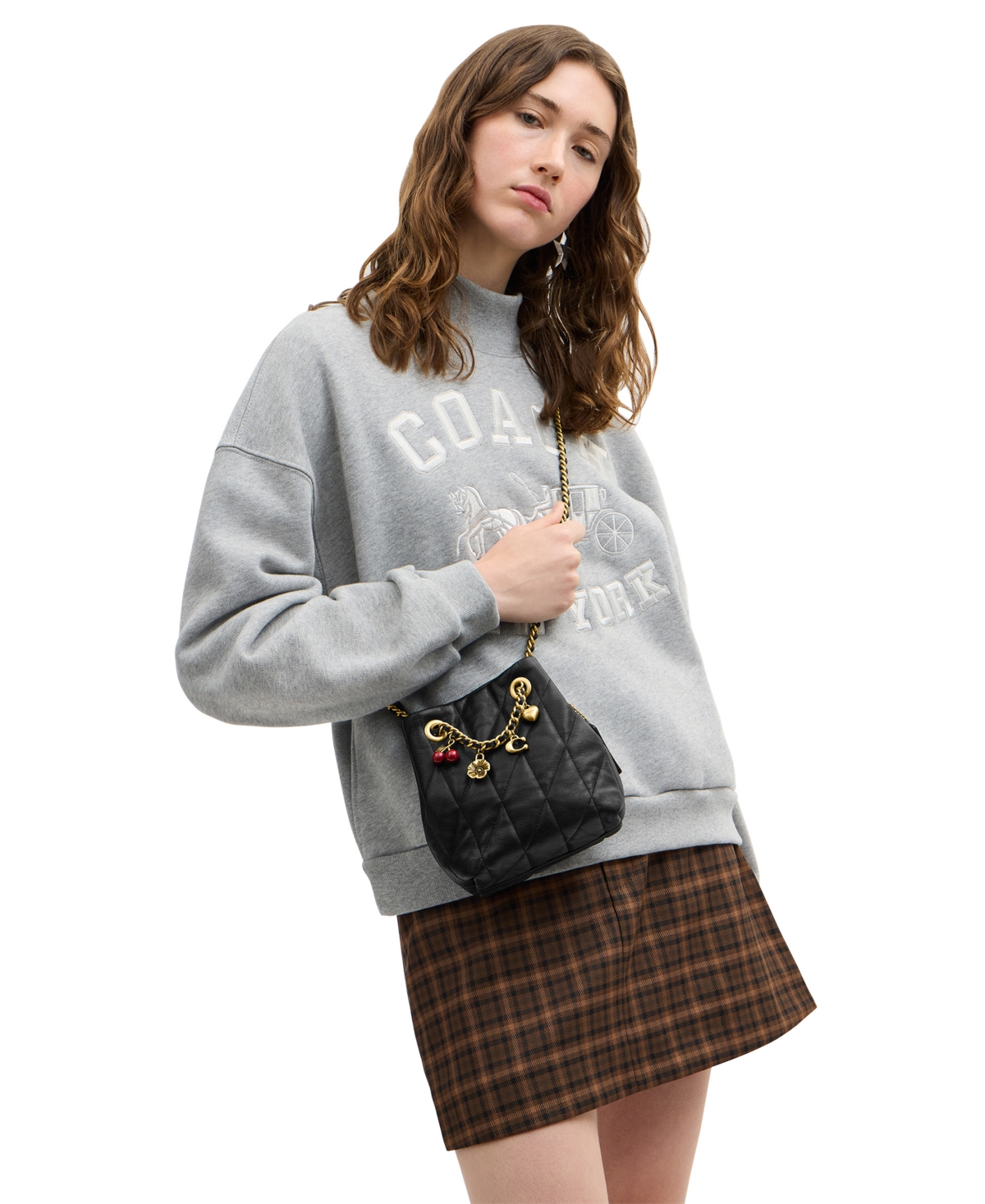 Coach Quilted Leather Jade Drawstring Mini Crossbody Handbag