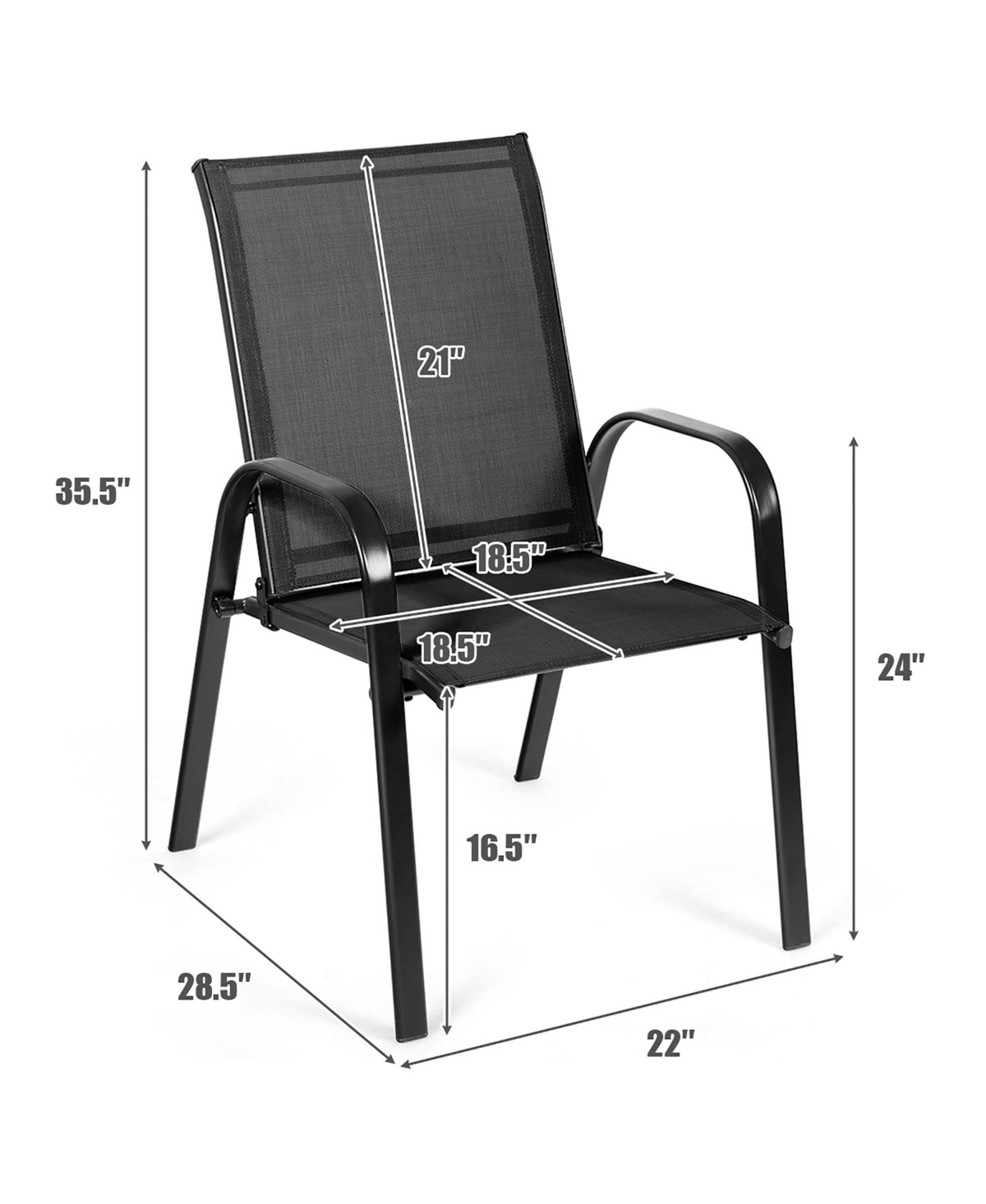 Costway Patio Chairs Dining Chair Garden Deck Yard Armrest
