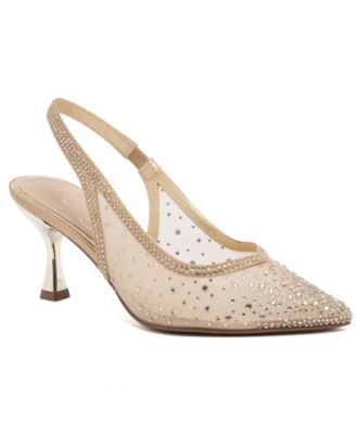 Women's Daalila Bling Satin Mesh Kitten Heel Pumps