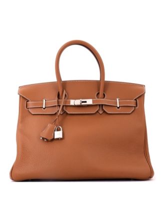 Birkin 35 Handbag Brown Togo with Palladium Hardware