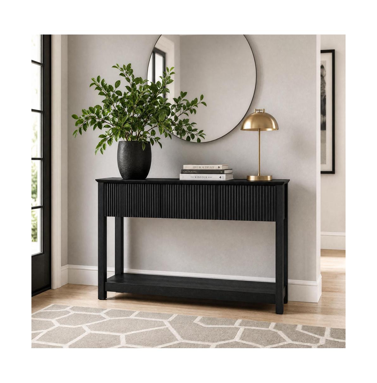 gaomon Fluted Wave Console Table Slim Entryway Sofa with 3 Drawers and Storage Shelf, Modern Narrow Hallway Side Table, for Foyer Living Room