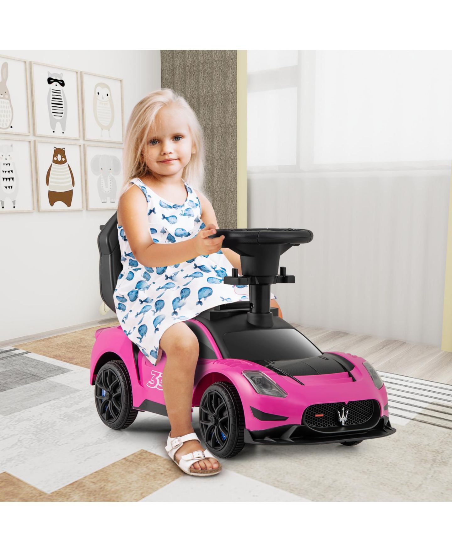 Детская игрушка SUGIFT 3-in-1 Ride-On Push Sliding Car with Music, 35.5"L x 16"W x 35.5"H, Ages 18-60 Months, цвет: Розовый — фото 11