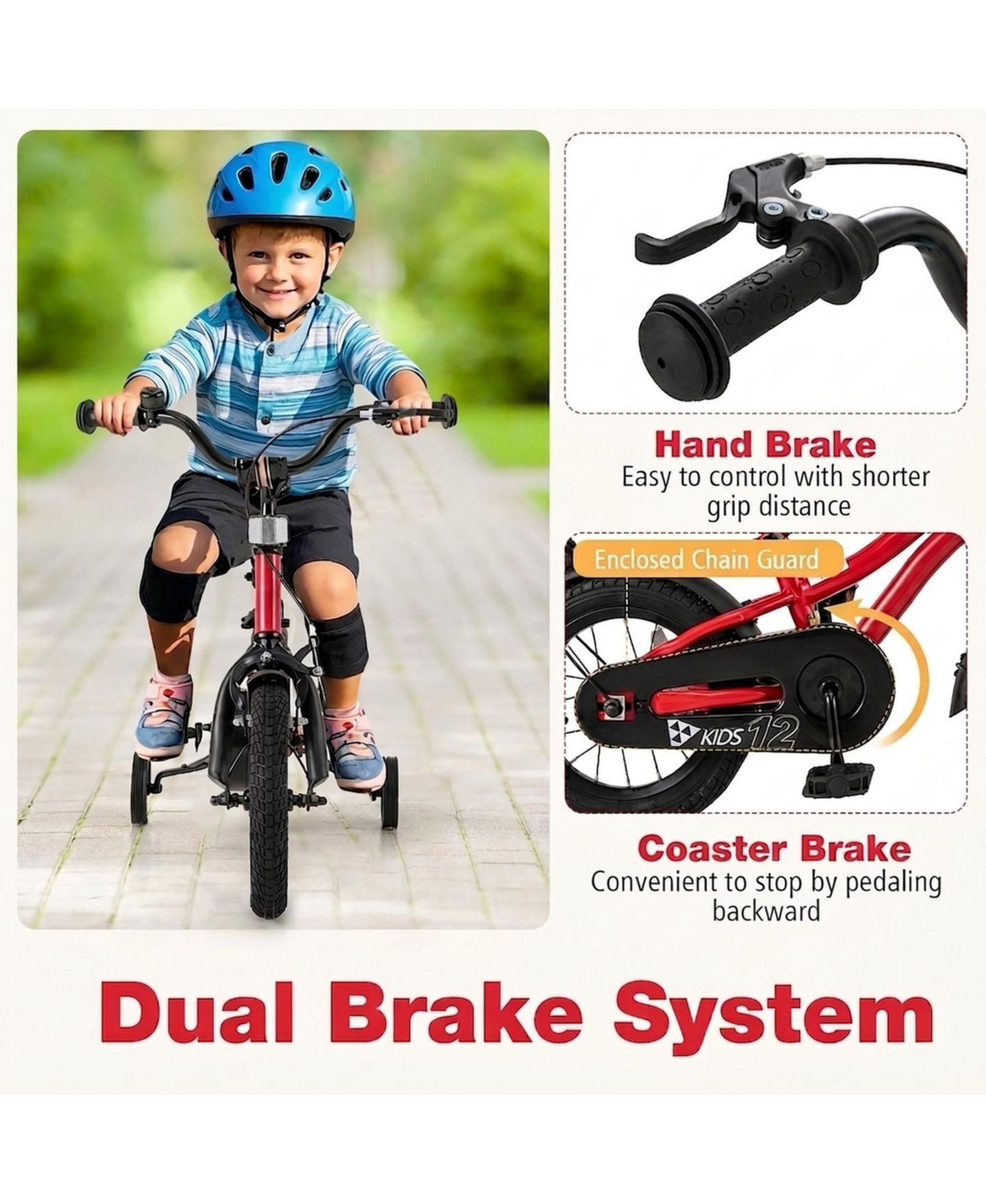 Детская игрушка SUGIFT 12" Adjustable Kids' Bike with Training Wheels, Ages 3-4, цвет: Красный — фото 8