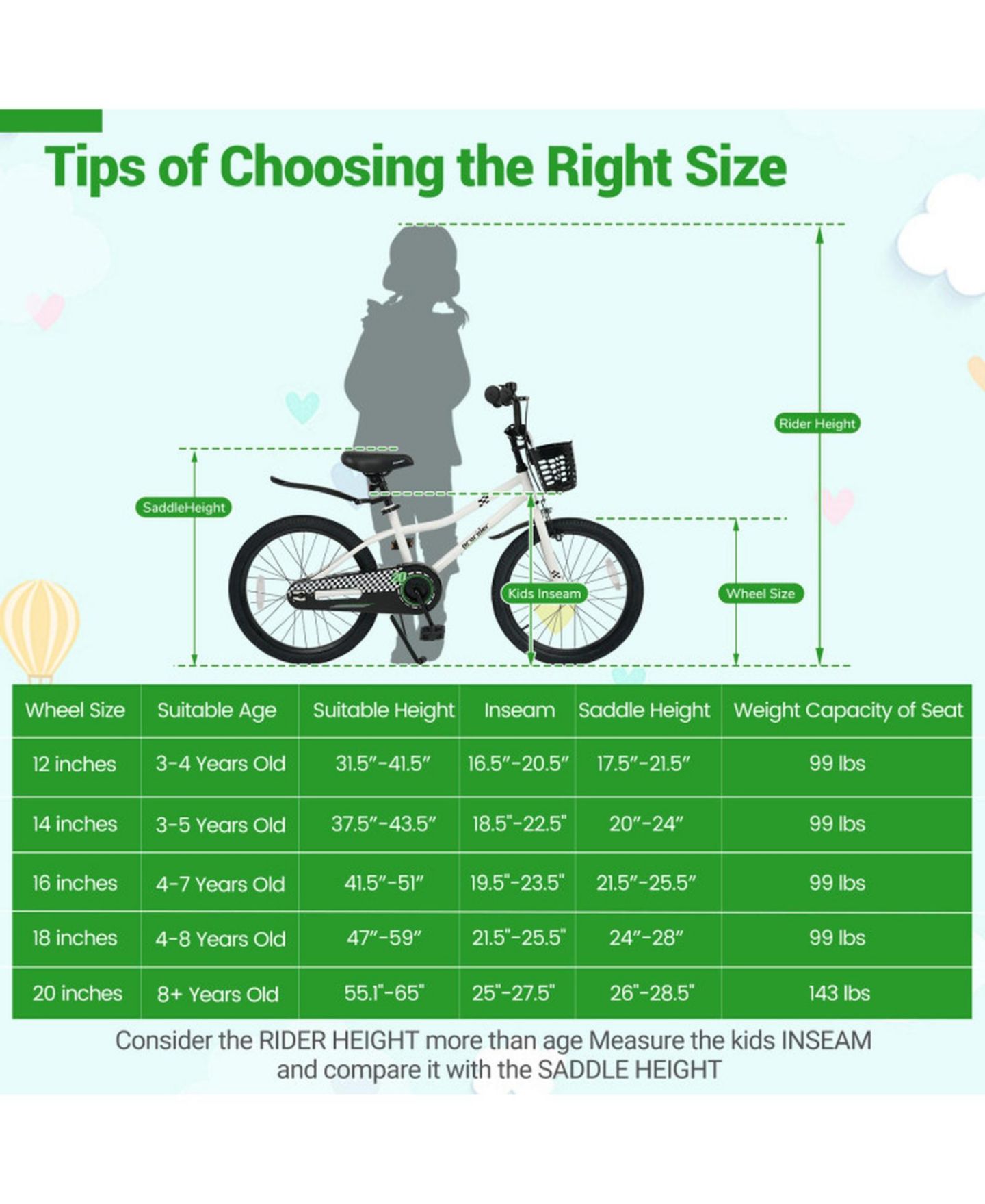 Детская игрушка SUGIFT 20" Adjustable Kids Bike with Storage Basket, Ages 8+, цвет: Белый — фото 3