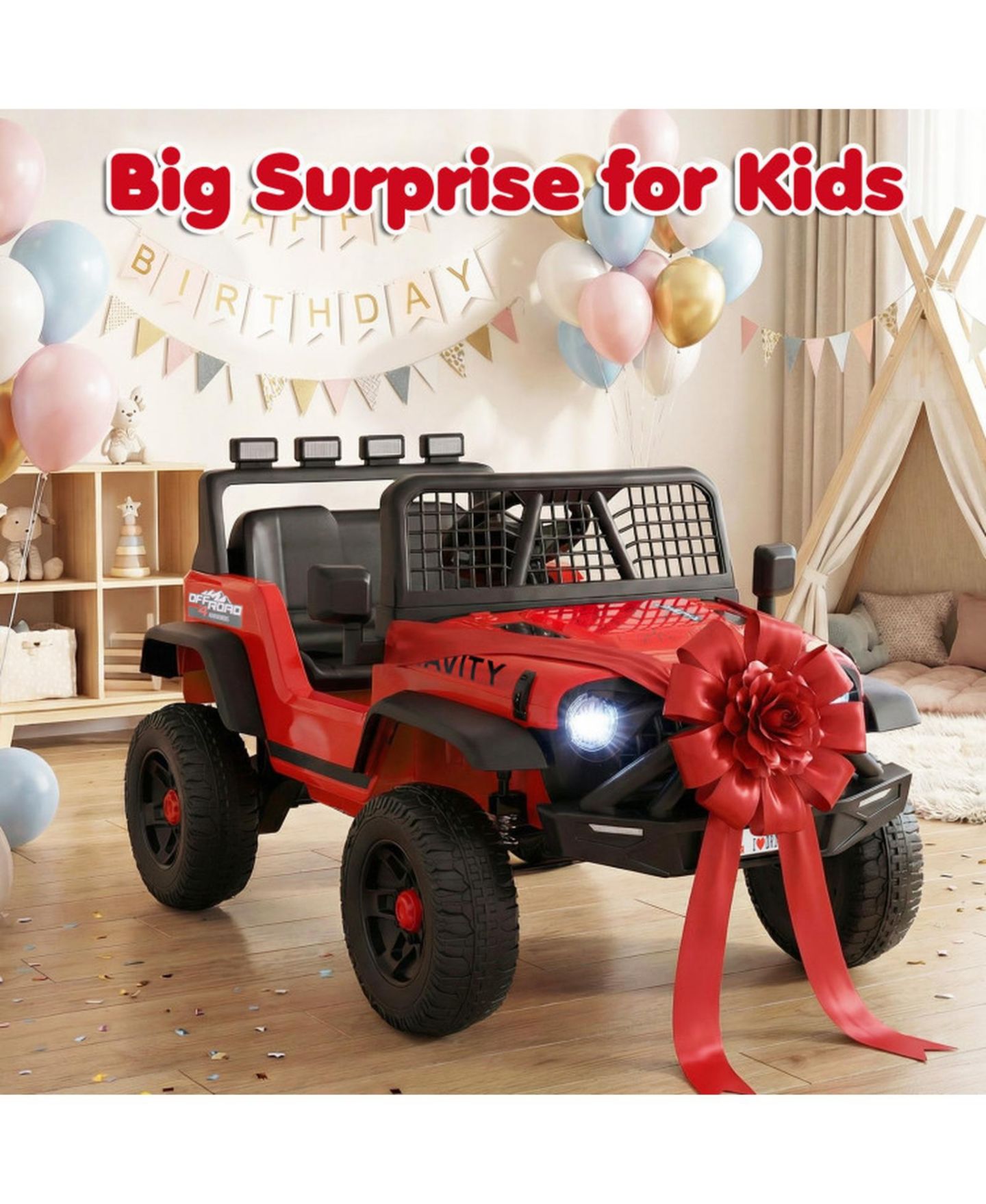 Детская игрушка SUGIFT 24V Kids Ride-On Car with Parent Remote Control and Music, Ages 3+, цвет: Красный — фото 9