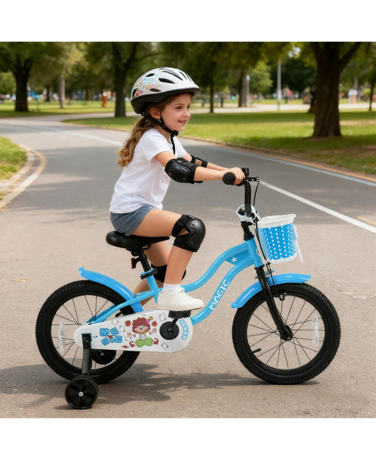 Sugift 16" Kids' Bike with Removable Training Wheels and Adjustable Seat, Ages 3+