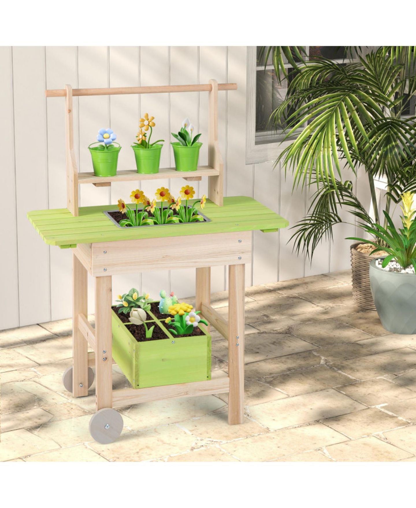 Детский игровой набор SUGIFT Wooden Garden Mud Kitchen 7-Piece Playset, Ages 3+, цвет: Натуральный — фото 10