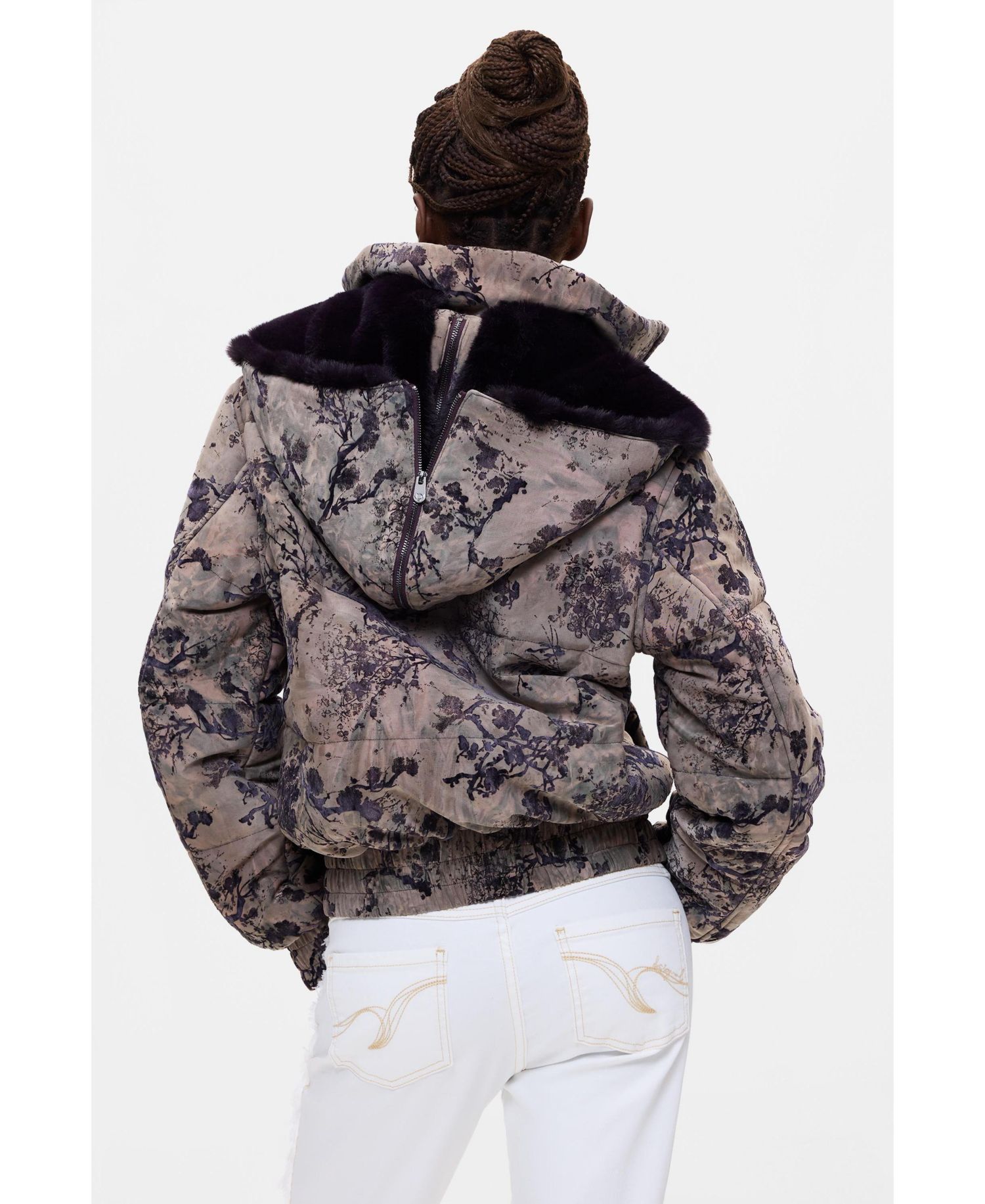 Women's Short Padded Flocked Coat