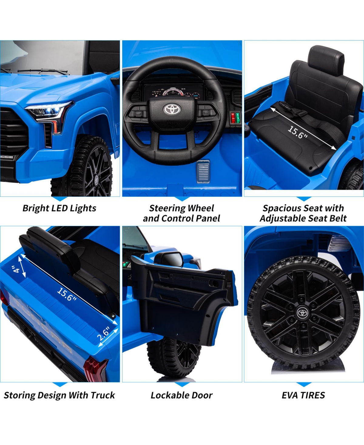Homfan Licensed Toyota Navigator 41.73"L x 21.65"W x 12.6"H 12V Dual Motor Remote Control Electric Ride-On Truck, Ages 3-8