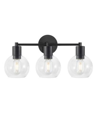 3 Light Globe Bathroom Vanity Light Modern Industrial  Metal Wall Sconce with Clear Glass Shades for Bedroom Hallway No Bulbs