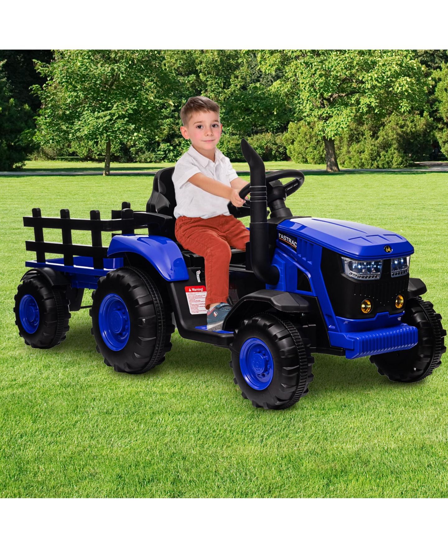Детская игрушка homfan Electric Ride-On Tractor with Garden Cart Trailer, 12V Rechargeable, Remote Control, Up to 66 lbs, Ages 3-8 — фото 8