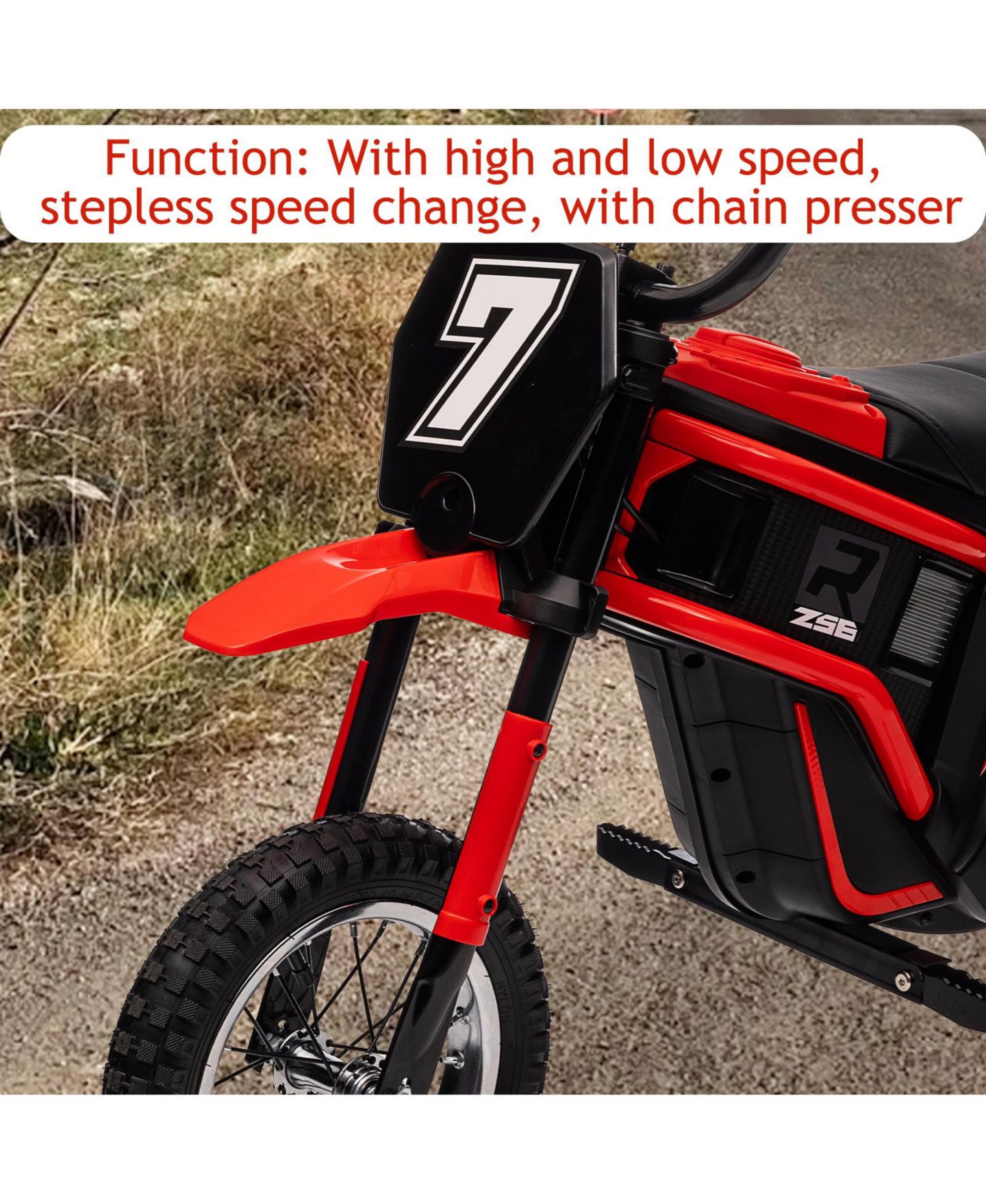 Детская игрушка homfan 24V 350W Electric Dirt Bike with 3-Speed Modes and Shock-Absorbing Suspension, Ages 8-14 — фото 8