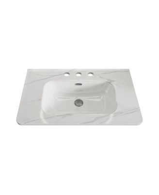 Carrara Ceramic Integrated Basin Sink for Bathroom Vanity No Drain Included
