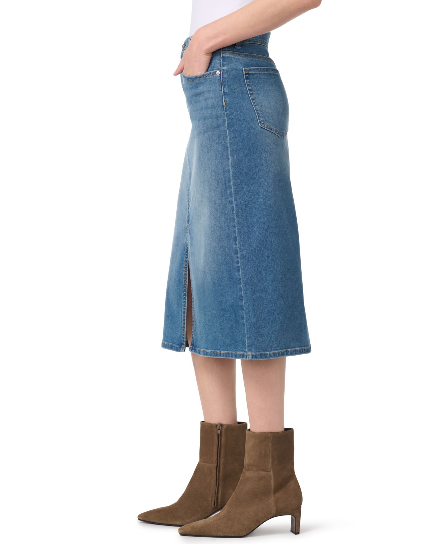 Женская юбка Gloria Vanderbilt High-Waisted Midi A-Line Denim Skirt, цвет: Grand Rapids — фото 2