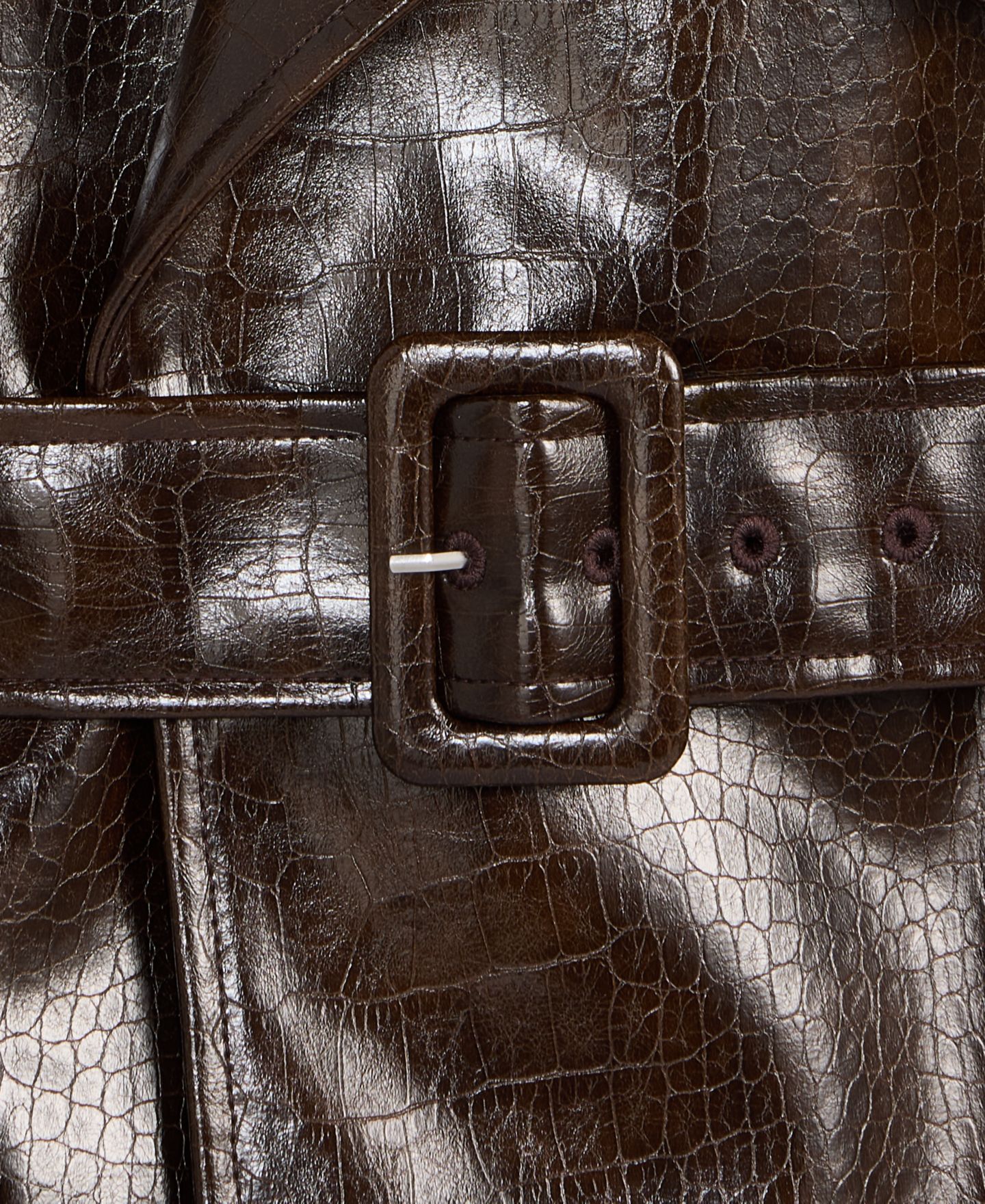 Женская куртка I.N.C. International Concepts Crocodile-Embossed Belted Faux Leather, цвет: Кофейный — фото 6