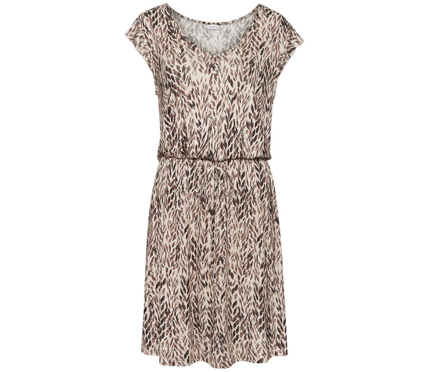 Women's Viscose Printed Short Sleeve A-Line V-Neck Ruched Short Dress