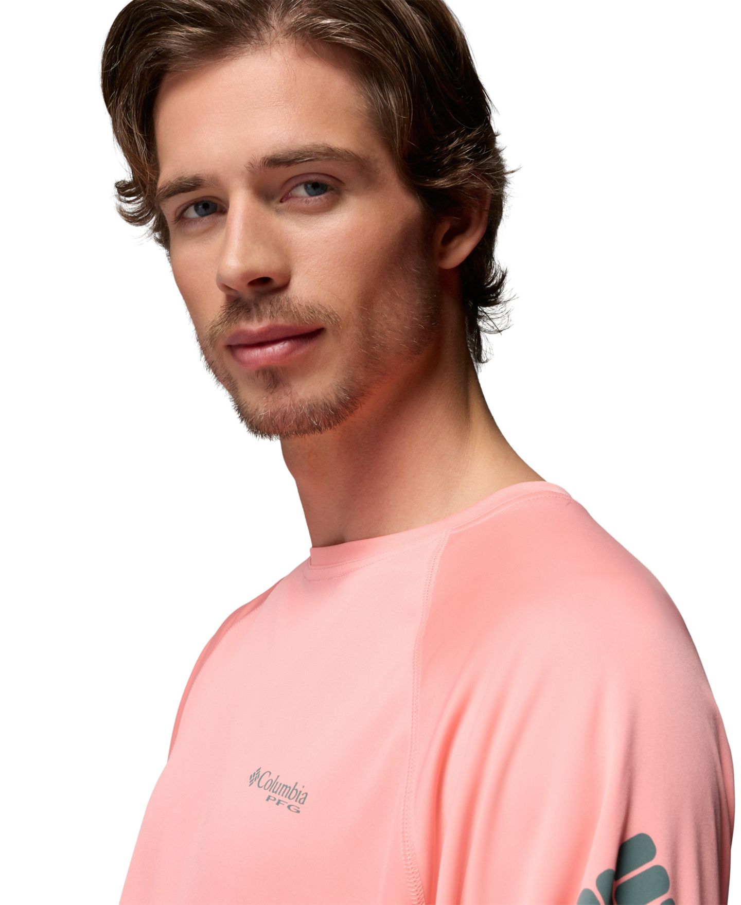 Мужская футболка Columbia Terminal Tackle Long-Sleeve T-Shirt, цвет: Сорбет / Металлический — фото 3