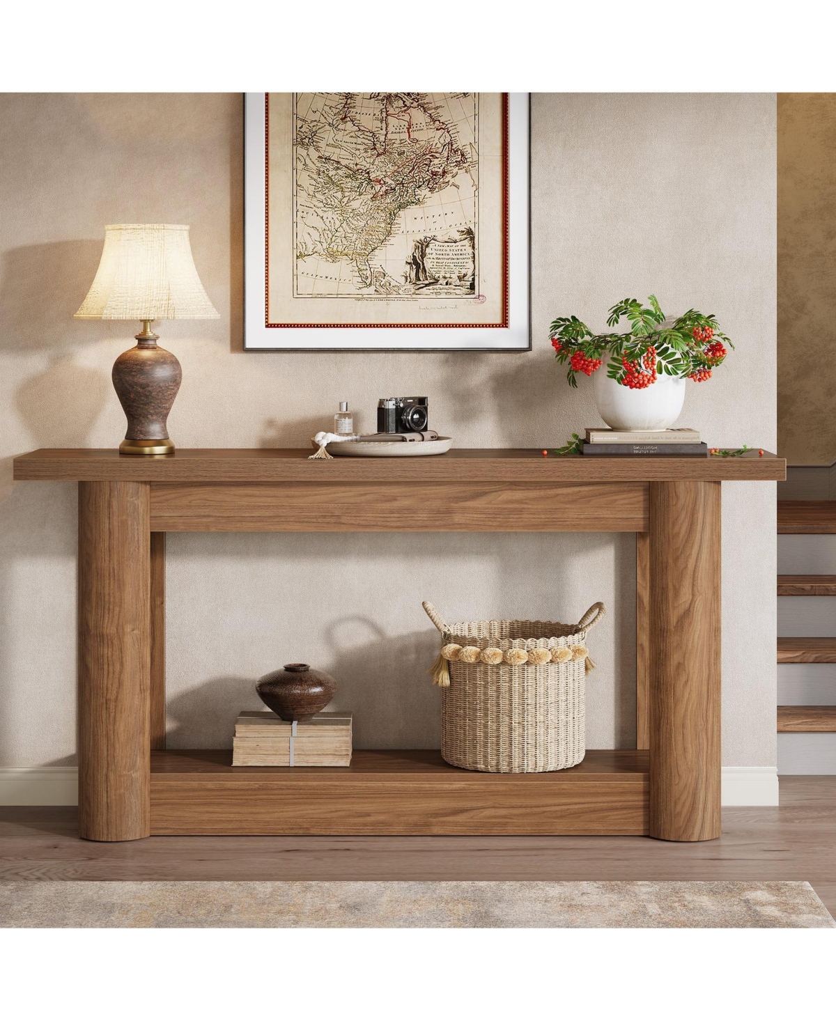 Slickblue 2-Tier Farmhouse Console Table for Entryway or Sofa