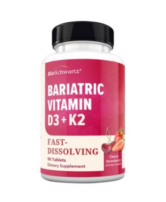 Bariatric D3 Plus K2 Dissolvable Tablets, Support Post Bariatric Wellness Routine, Cherry Strawberry Flavor, 90 Tablets